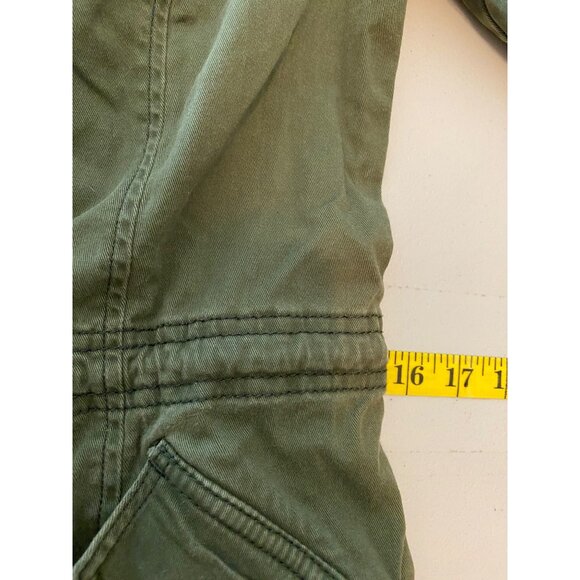 Hollister Womens Olive Green Military Style Utility Jacket Front Button Small - Picture 9 of 11